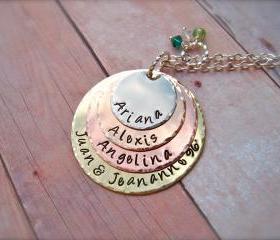 FOUR Disc Personalized Stacked Pendant Necklace 