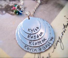 Mother's Day - EXCLUSIVE - Four Disc Personalized Pendant Necklace - For MOMMY - as Featured in Bead Trend Magazine