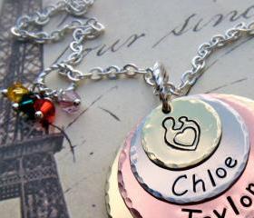 Mother's Day - EXCLUSIVE - Quad-Color Personalized Pendant Necklace - For MOMMY - as Featured in Bead Trend Magazine 