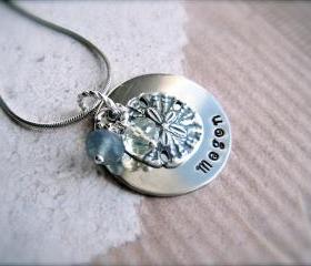 BEACH LOVER Hand Stamped Personalized Pendant Necklace 